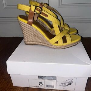 Banana republic yellow wedge sandals
